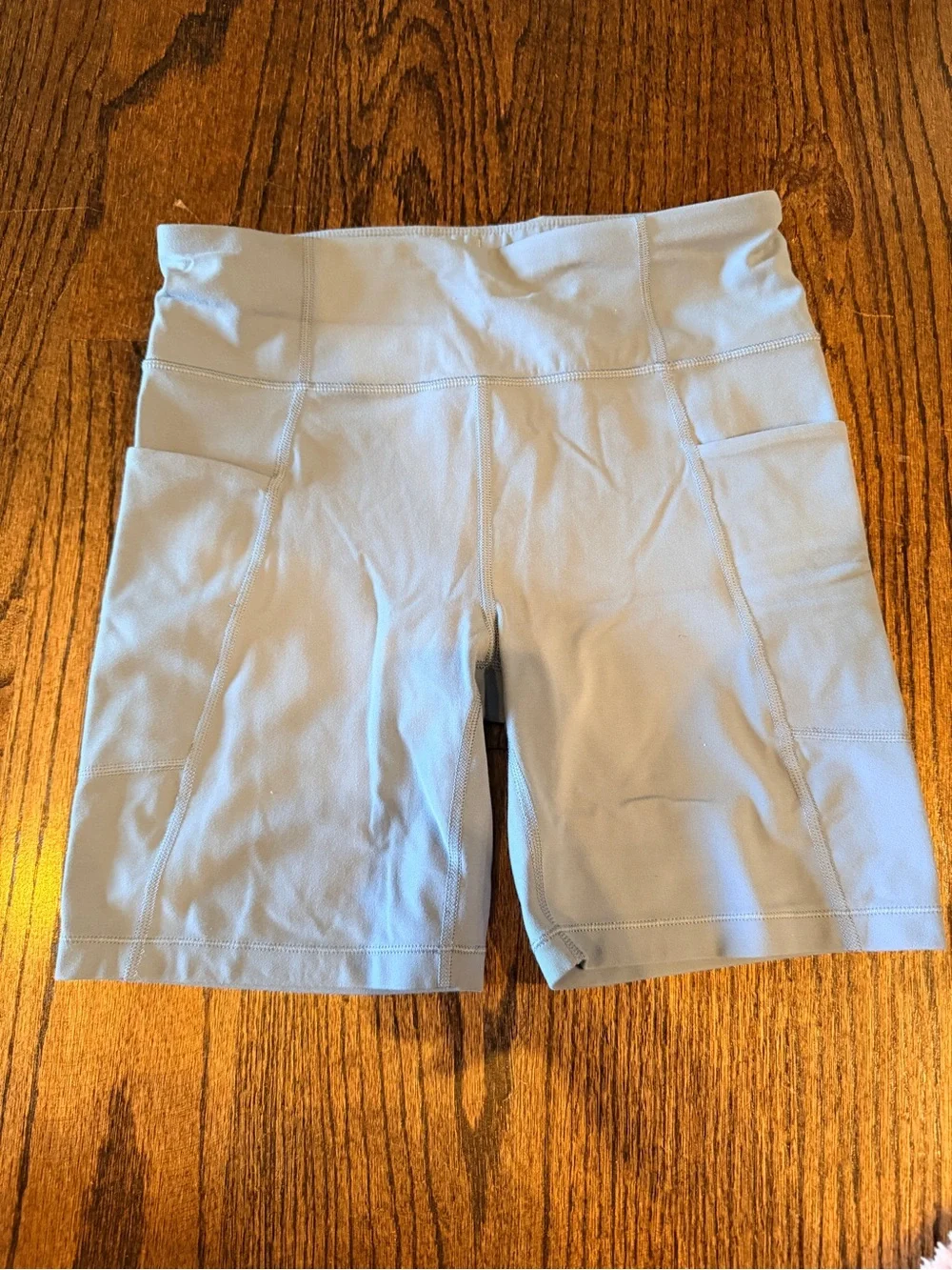 Athleta Pale Blue Bike Shorts with Side Pockets